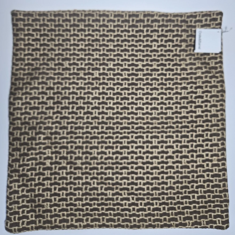 Crate & Barrel Woven/Textured Maddox Throw Pillow Cover in Brown and Tan, NWT